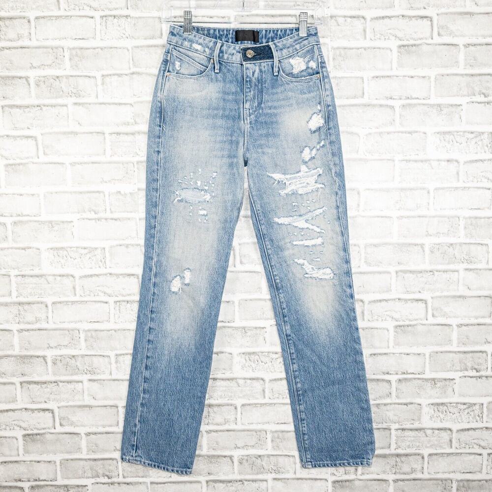 RtA Straight Leg Denim Jeans Distressed Ripped light wash Size 23